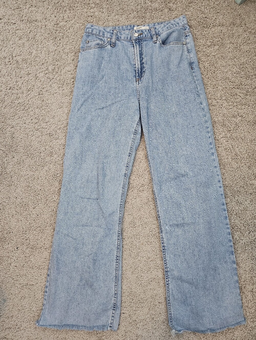 OAT Jeans Cloud Luxe Denim Frayed Hem Sz 6/28